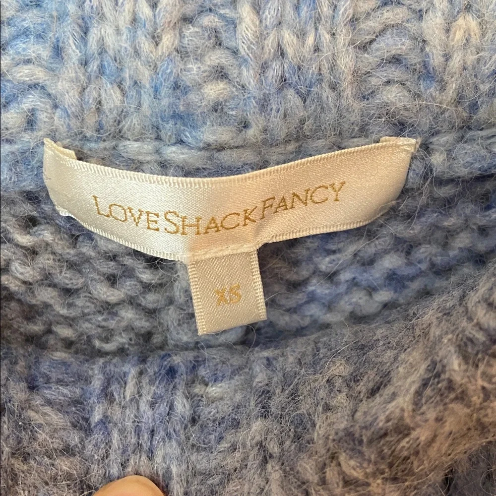 LoveShackFancy Blossom Alpaca Blend Knit Jogger Pants Blue Ombré XS